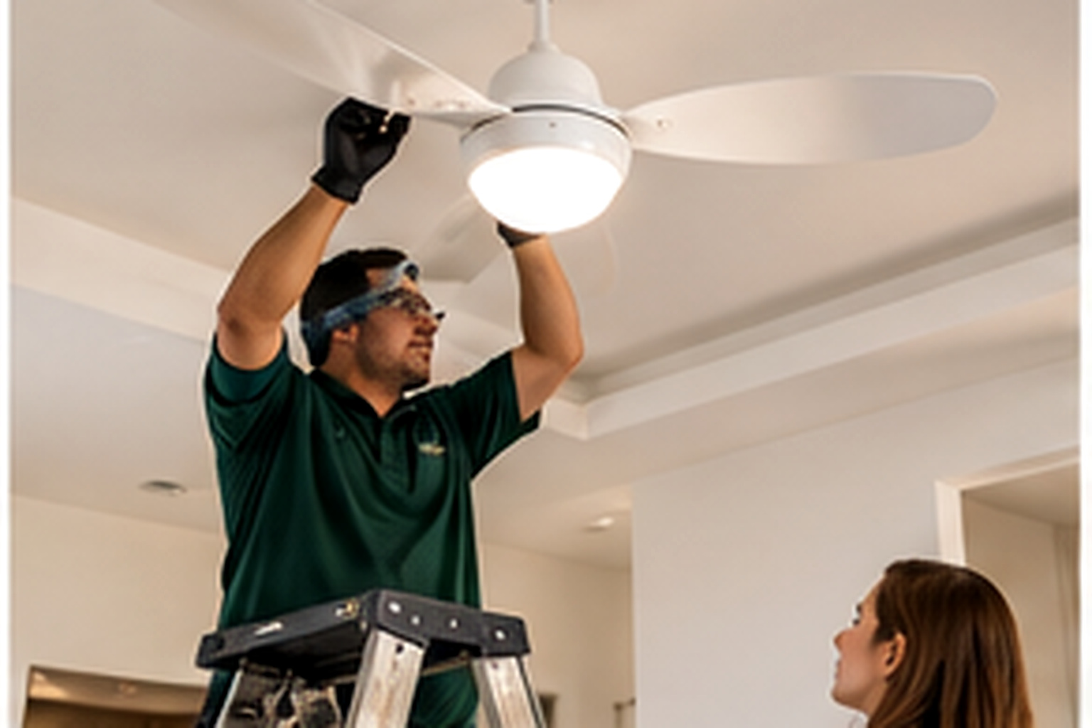 Instalação de ventilador de teto e parede